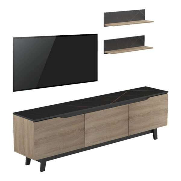 Σύνθετο σαλονιού Kasia  σε μαύρο μαρμάρου-sonoma απόχρωση 180x35x48.5εκ