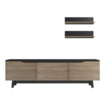 Σύνθετο σαλονιού Kasia  σε μαύρο μαρμάρου-sonoma απόχρωση 180x35x48.5εκ