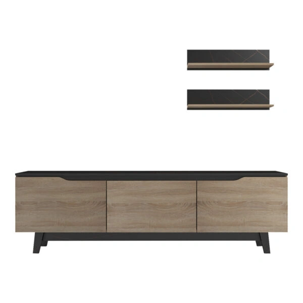 Σύνθετο σαλονιού Kasia  σε μαύρο μαρμάρου-sonoma απόχρωση 180x35x48.5εκ