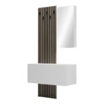 Έπιπλο εισόδου με καθρέπτη Arika  σε λευκό-sonoma απόχρωση 100x37.1x199.5εκ