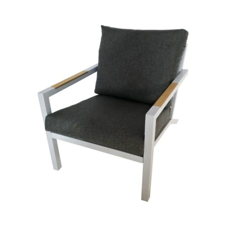 Artekko Alu Πολυθρόνα Αλουμινίου Με Γκρι Μαξιλάρια (70x95x76)cm