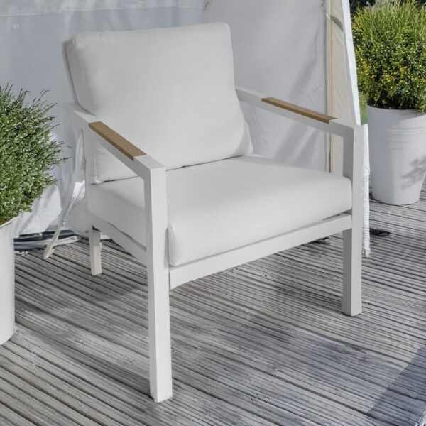 Artekko Alu Πολυθρόνα Αλουμινίου Με Λευκά Μαξιλάρια (70x95x76)cm