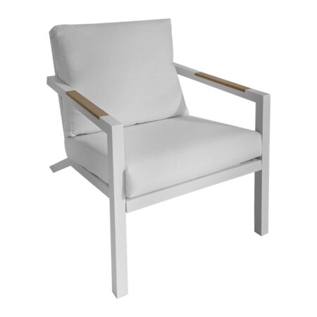 Artekko Alu Πολυθρόνα Αλουμινίου Με Λευκά Μαξιλάρια (70x95x76)cm