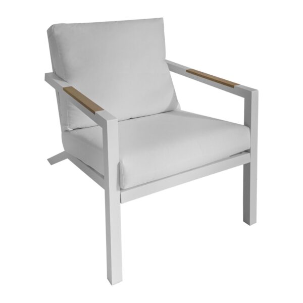 Artekko Alu Πολυθρόνα Αλουμινίου Με Λευκά Μαξιλάρια (70x95x76)cm
