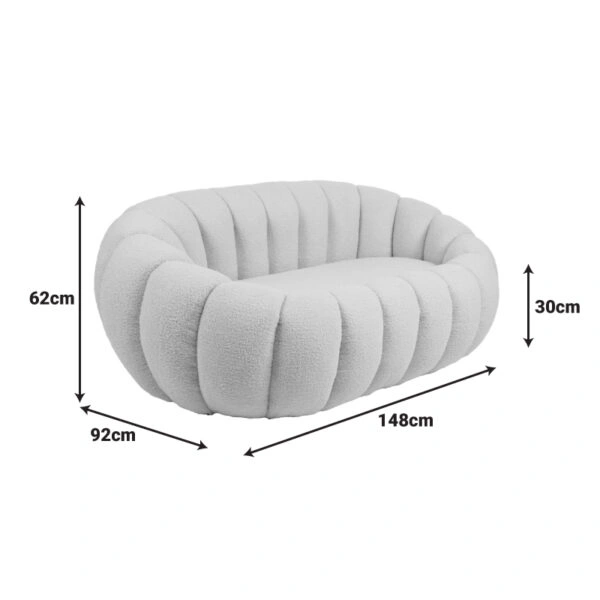 Καναπές 2θέσιος Yannick  μπουκλέ ύφασμα σε μπεζ απόχρωση 148x92x62εκ