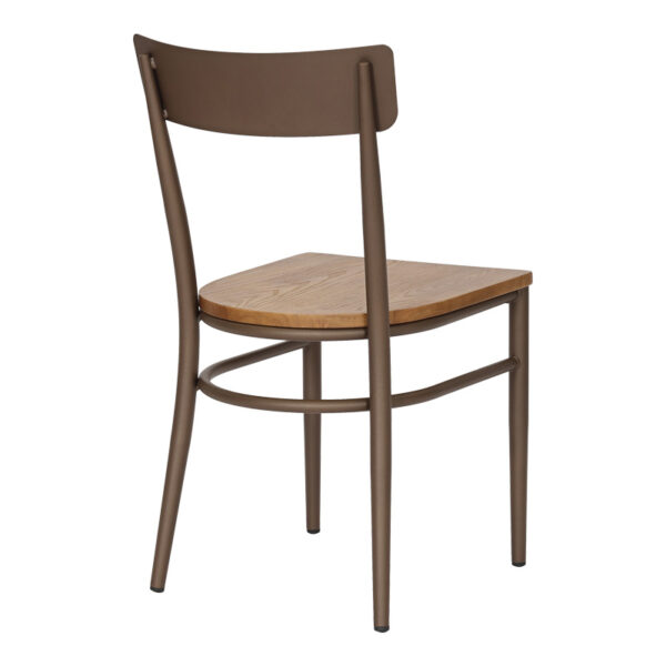 Καρέκλα Zerca  σκελετός καφέ μέταλλο με rubberwood σε φυσική απόχρωση 49x44x82εκ