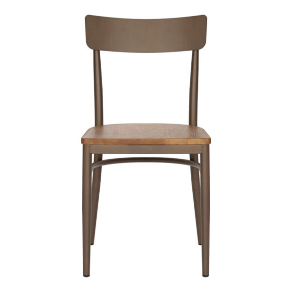 Καρέκλα Zerca  σκελετός καφέ μέταλλο με rubberwood σε φυσική απόχρωση 49x44x82εκ