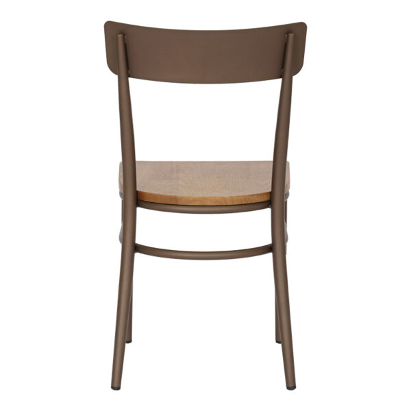 Καρέκλα Zerca  σκελετός καφέ μέταλλο με rubberwood σε φυσική απόχρωση 49x44x82εκ