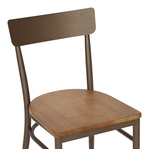 Καρέκλα Zerca  σκελετός καφέ μέταλλο με rubberwood σε φυσική απόχρωση 49x44x82εκ