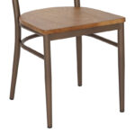 Καρέκλα Zerca  σκελετός καφέ μέταλλο με rubberwood σε φυσική απόχρωση 49x44x82εκ