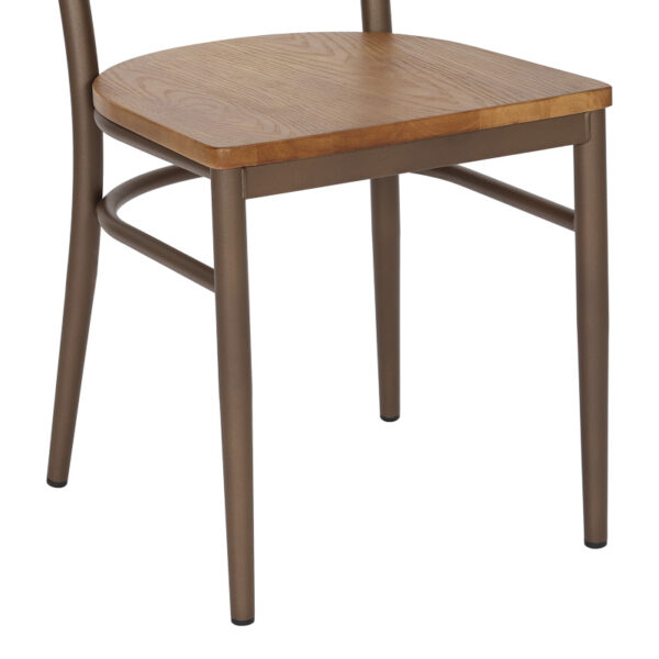 Καρέκλα Zerca  σκελετός καφέ μέταλλο με rubberwood σε φυσική απόχρωση 49x44x82εκ