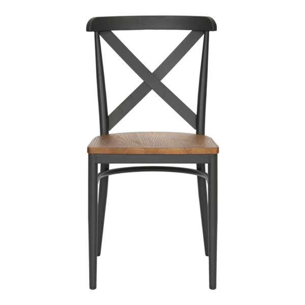 Καρέκλα Ferona  σκελετός ανθρακί μέταλλο με rubberwood σε φυσική απόχρωση 52.5x44.5x84εκ
