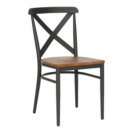 Καρέκλα Ferona  σκελετός ανθρακί μέταλλο με rubberwood σε φυσική απόχρωση 52.5x44.5x84εκ