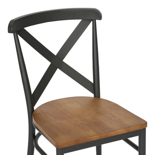 Καρέκλα Ferona  σκελετός ανθρακί μέταλλο με rubberwood σε φυσική απόχρωση 52.5x44.5x84εκ