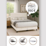 UTOPIA ΚΡΕΒΑΤΙ ΜΕ ΑΠΟΘΗΚ. ΧΩΡΟ ΚΑΙ ΣΤΡΩΜΑ WHITE SMOOTH 06-900 207x160x115