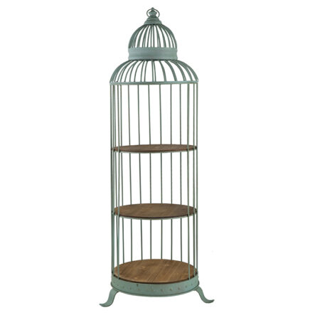 Artekko Ραφιέρα Κλουβί με 3 Ξύλινα MDF Ράφια και Μεταλλικό Σκελετό (66x61x169)