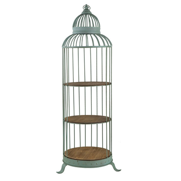 Artekko Ραφιέρα Κλουβί με 3 Ξύλινα MDF Ράφια και Μεταλλικό Σκελετό (66x61x169)