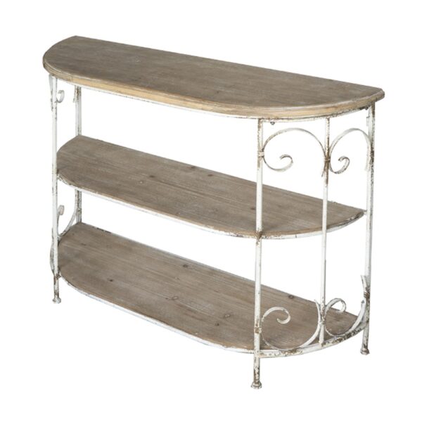 Artekko Alcott Κονσόλα Ραφιέρα Ξύλο Ελάτης Μέταλλο Λευκή Πατίνα (110x35.5x81.5)cm