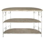 Artekko Alcott Κονσόλα Ραφιέρα Ξύλο Ελάτης Μέταλλο Λευκή Πατίνα (110x35.5x81.5)cm