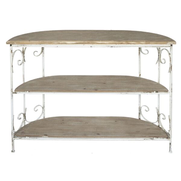 Artekko Alcott Κονσόλα Ραφιέρα Ξύλο Ελάτης Μέταλλο Λευκή Πατίνα (110x35.5x81.5)cm