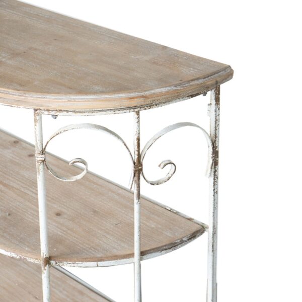 Artekko Alcott Κονσόλα Ραφιέρα Ξύλο Ελάτης Μέταλλο Λευκή Πατίνα (110x35.5x81.5)cm