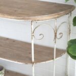 Artekko Alcott Κονσόλα Ραφιέρα Ξύλο Ελάτης Μέταλλο Λευκή Πατίνα (110x35.5x81.5)cm