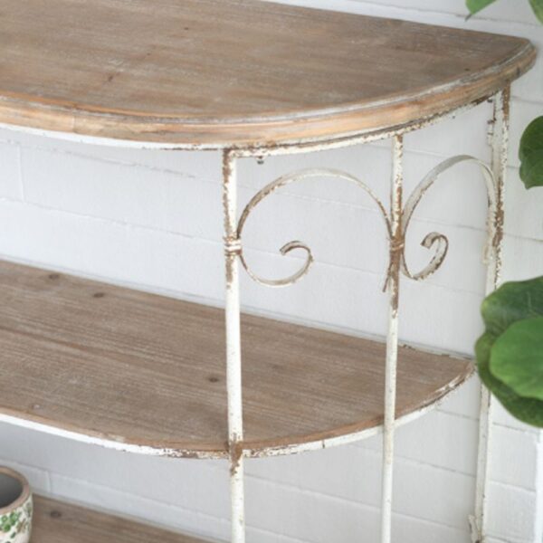 Artekko Alcott Κονσόλα Ραφιέρα Ξύλο Ελάτης Μέταλλο Λευκή Πατίνα (110x35.5x81.5)cm