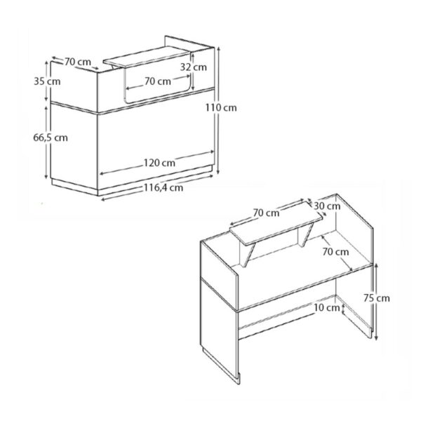Γραφείο reception Lemmon Megapap χρώμα φυσικό οξιάς 120x70x110εκ.