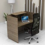 Γραφείο υποδοχής - reception Lemmon Megapap χρώμα καρυδί 120x70x110εκ.