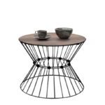 Τραπεζάκι σαλονιού Girene Megapap μεταλλικό - Mdf χρώμα μαύρο - καρυδί Ø55x42εκ.