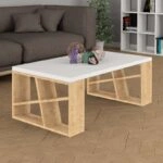 Τραπεζάκι σαλονιού Honey Megapap μελαμίνης χρώμα φυσικό οξιάς - λευκό 105x60x40εκ.