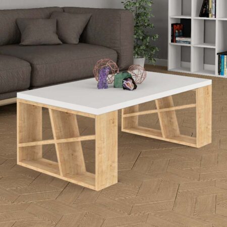 Τραπεζάκι σαλονιού Honey Megapap χρώμα sapphire oak - λευκό 105x60x40εκ.