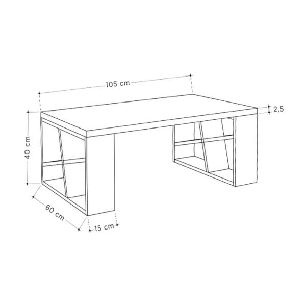 Τραπεζάκι σαλονιού Honey Megapap μελαμίνης χρώμα φυσικό οξιάς - λευκό 105x60x40εκ.