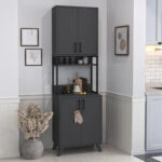 Έπιπλο κουζίνας Sedef Megapap χρώμα ανθρακί 61x40x202,1εκ.