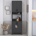 Έπιπλο κουζίνας Sedef Megapap χρώμα ανθρακί 61x40x202,1εκ.