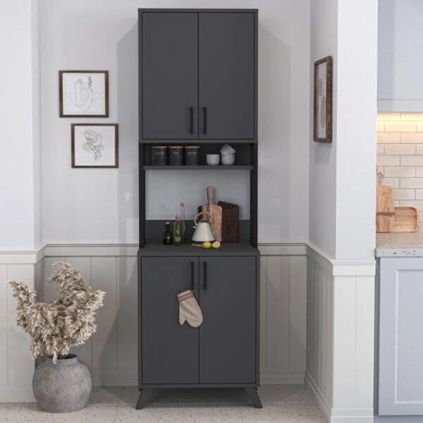 Έπιπλο κουζίνας Sedef Megapap χρώμα ανθρακί 61x40x202,1εκ.