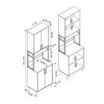 Έπιπλο κουζίνας Sedef Megapap χρώμα ανθρακί 61x40x202,1εκ.