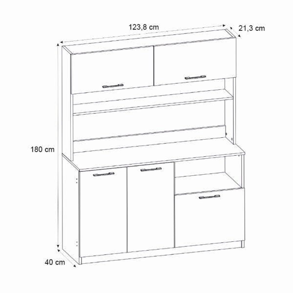 Έπιπλο κουζίνας Tuco 3 Megapap χρώμα λευκό 123,8x40x180εκ.