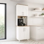 Έπιπλο κουζίνας Kalira 2 Megapap χρώμα λευκό - rota oak 60x40x196εκ.