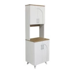 Έπιπλο κουζίνας Kalira 2 Megapap χρώμα λευκό - rota oak 60x40x196εκ.