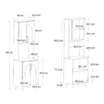 Έπιπλο κουζίνας Kalira 2 Megapap χρώμα λευκό - rota oak 60x40x196εκ.