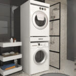 Έπιπλο πλυντηρίου - στεγνωτηρίου Fika Megapap χρώμα λευκό 67x61,8x198,5εκ.