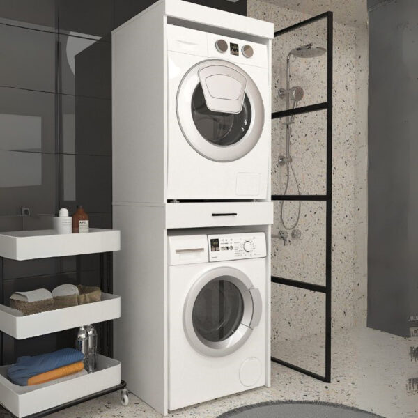 Έπιπλο πλυντηρίου - στεγνωτηρίου Fika Megapap χρώμα λευκό 67x61,8x198,5εκ.