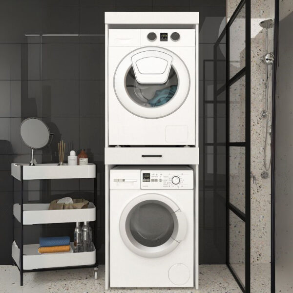 Έπιπλο πλυντηρίου - στεγνωτηρίου Fika Megapap χρώμα λευκό 67x61,8x198,5εκ.