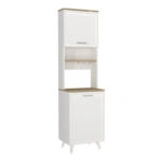 Έπιπλο κουζίνας Potter 1 Megapap χρώμα λευκό - rota oak 53,4x39,6x196,1εκ.