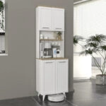 Έπιπλο κουζίνας Potter 2 Megapap χρώμα λευκό - rota oak 60x40x196,1εκ.