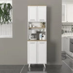 Έπιπλο κουζίνας Potter 2 Megapap χρώμα λευκό - rota oak 60x40x196,1εκ.