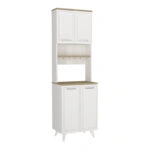 Έπιπλο κουζίνας Potter 2 Megapap χρώμα λευκό - rota oak 60x40x196,1εκ.