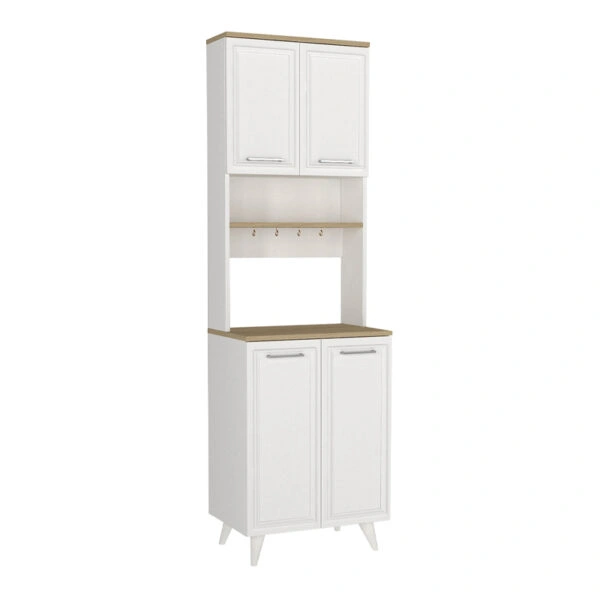 Έπιπλο κουζίνας Potter 2 Megapap χρώμα λευκό - rota oak 60x40x196,1εκ.