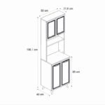 Έπιπλο κουζίνας Potter 2 Megapap χρώμα λευκό - rota oak 60x40x196,1εκ.